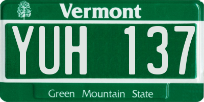 VT license plate YUH137