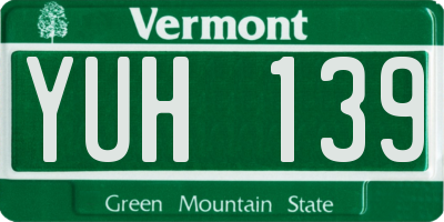VT license plate YUH139