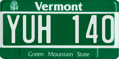 VT license plate YUH140