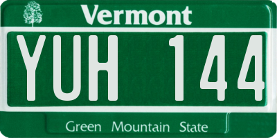 VT license plate YUH144
