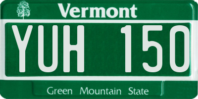 VT license plate YUH150