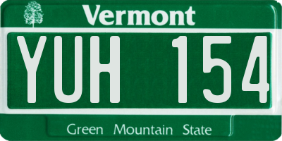 VT license plate YUH154