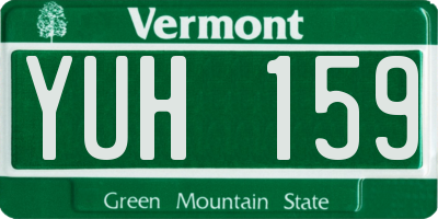 VT license plate YUH159