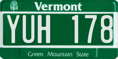 VT license plate YUH178