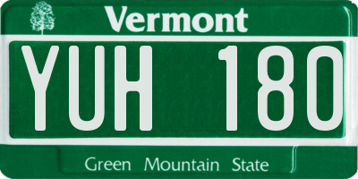 VT license plate YUH180
