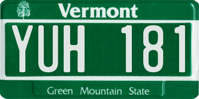 VT license plate YUH181