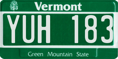 VT license plate YUH183