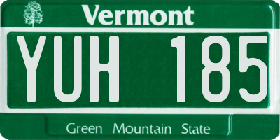 VT license plate YUH185