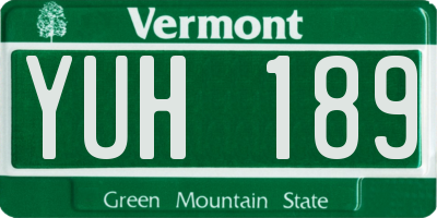 VT license plate YUH189