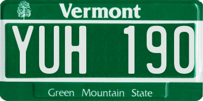 VT license plate YUH190