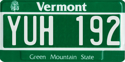 VT license plate YUH192