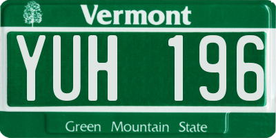 VT license plate YUH196
