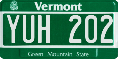 VT license plate YUH202