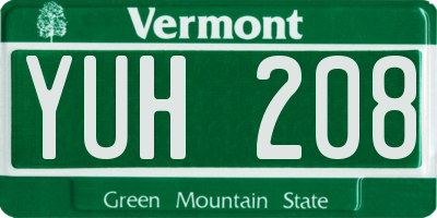 VT license plate YUH208