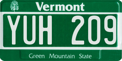 VT license plate YUH209