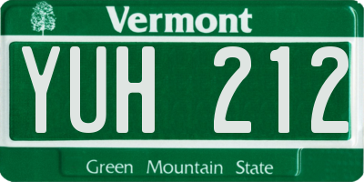 VT license plate YUH212