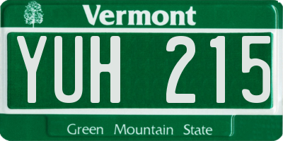 VT license plate YUH215