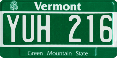 VT license plate YUH216