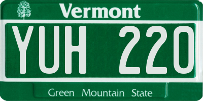 VT license plate YUH220