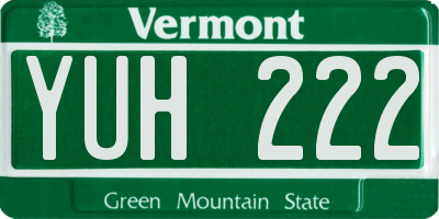 VT license plate YUH222