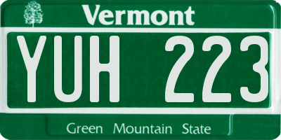 VT license plate YUH223