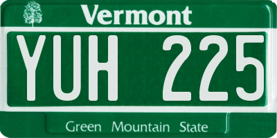 VT license plate YUH225