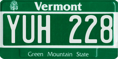 VT license plate YUH228