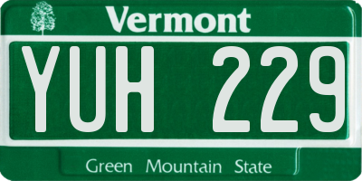 VT license plate YUH229