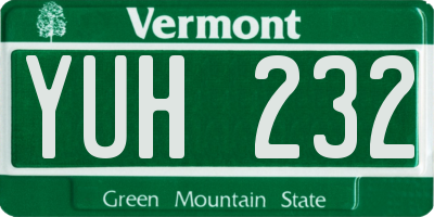VT license plate YUH232