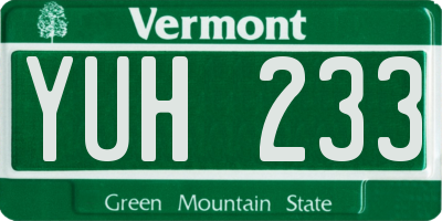 VT license plate YUH233