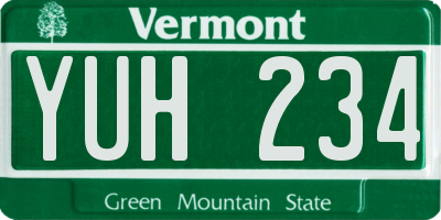 VT license plate YUH234