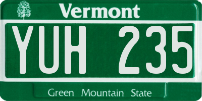 VT license plate YUH235