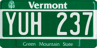 VT license plate YUH237