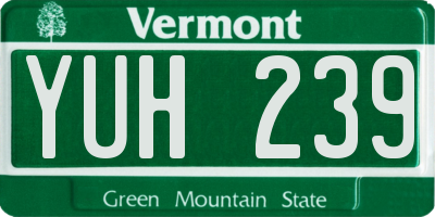 VT license plate YUH239