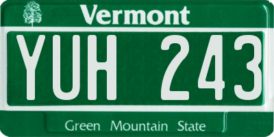 VT license plate YUH243
