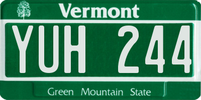 VT license plate YUH244