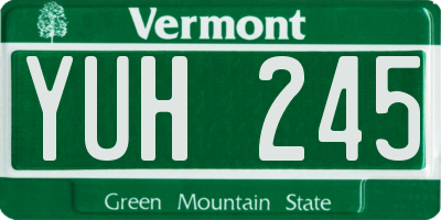VT license plate YUH245