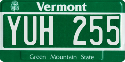 VT license plate YUH255