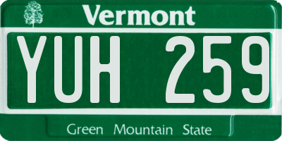 VT license plate YUH259