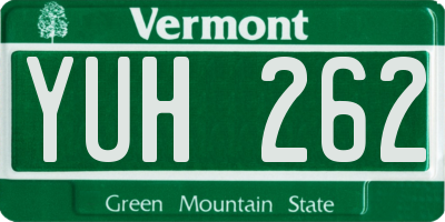 VT license plate YUH262