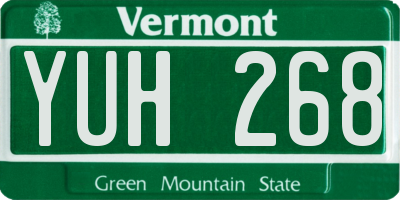 VT license plate YUH268