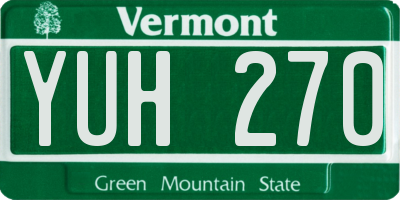 VT license plate YUH270