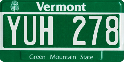 VT license plate YUH278