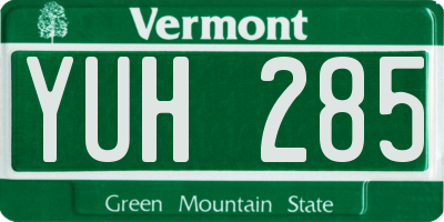 VT license plate YUH285