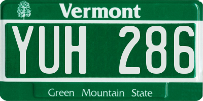 VT license plate YUH286