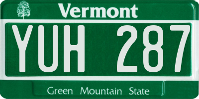 VT license plate YUH287