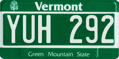 VT license plate YUH292