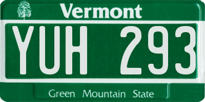 VT license plate YUH293