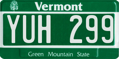 VT license plate YUH299