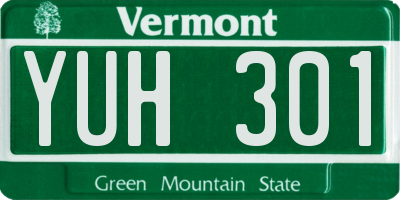 VT license plate YUH301